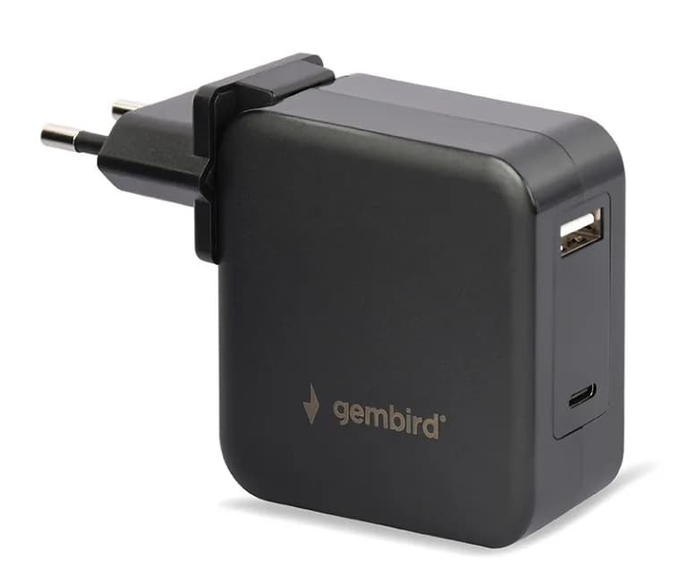 ALIMENTATOR Notebook Universal AC-DC, GEMBIRD, 60W - tensiuni 5V-20V DC la 4.5 A max, 1x USB-A + 1x USB Type-C, conectori M4/M5/M6/M7/M8/M12/M19/M20/M21/M28, cablu 1.5m, negru, "NPA-PD60-01" — miniatură