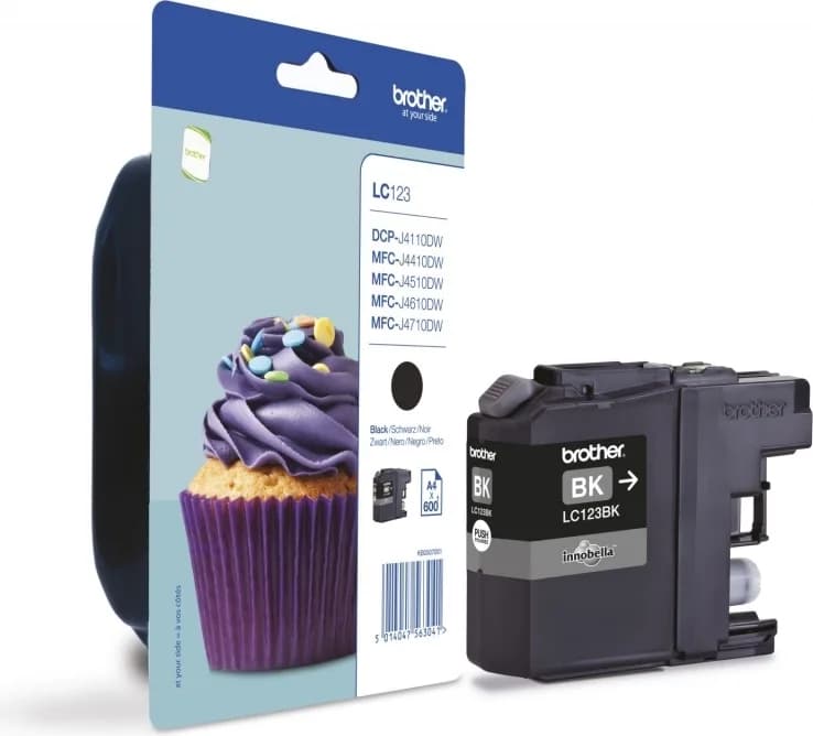 Cartus Cerneala Original Brother Black, LC123BK, pentru DCP-J4110| MFC-J4410|J4510|J4610|J4710|J6520|J6920, 600, "LC123BK"
