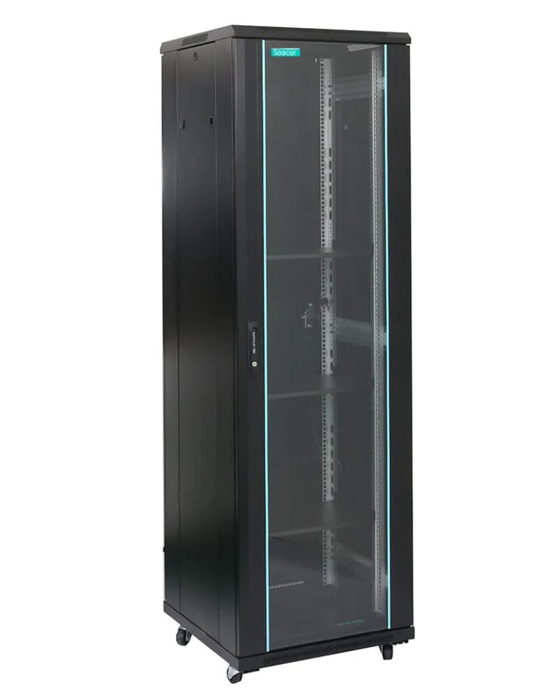 CABINET 19″ SPACER 22U 600x600x1166mm, Floor Standing, usa sticla cu blocare, panouri detasabile, sarcina maxima 1000Kg