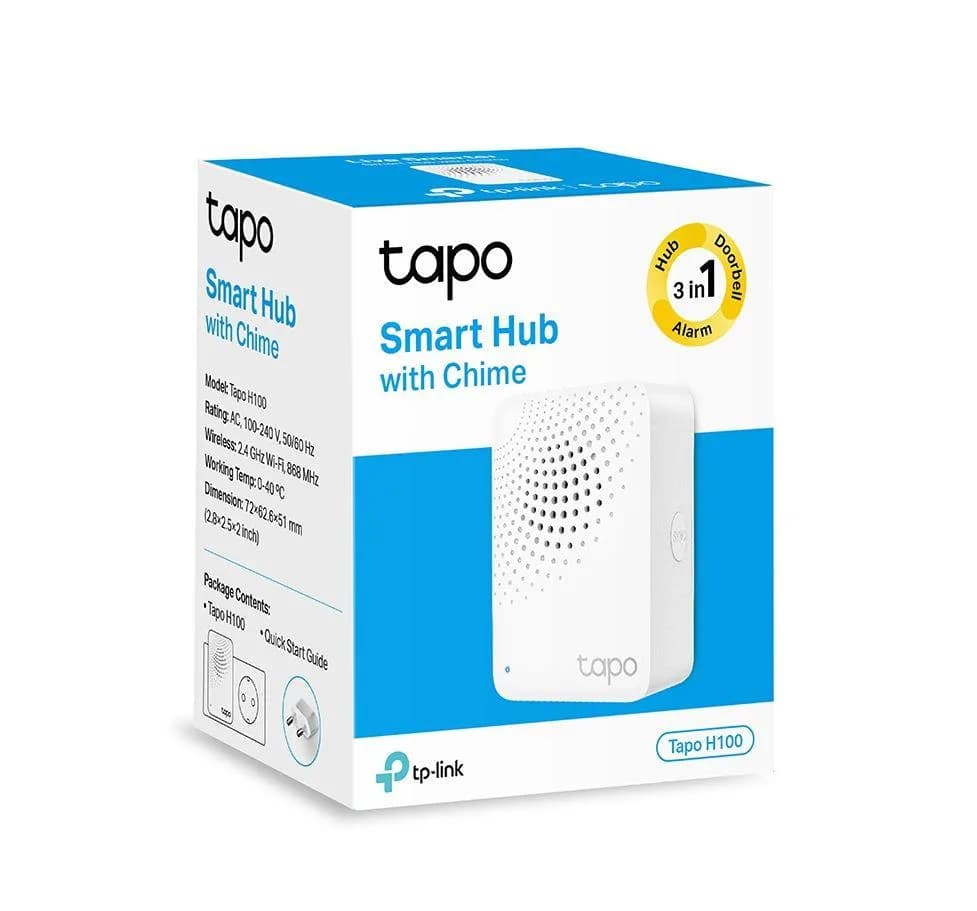 TP-Link Wireless Smart Hub Tapo H100, 2.4GHz Wi-Fi, Protocol: 868 / 922 MHz, dimensiuni: 72 x 62.5 x 51 mm, difuzor incorporat. — miniatură