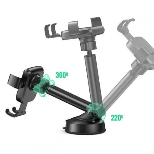 SUPORT AUTO Ugreen pt. SmartPhone, "LP200" fixare parbriz sau bord prin ventuza, negru "60990B" - 6957303893164 — miniatură