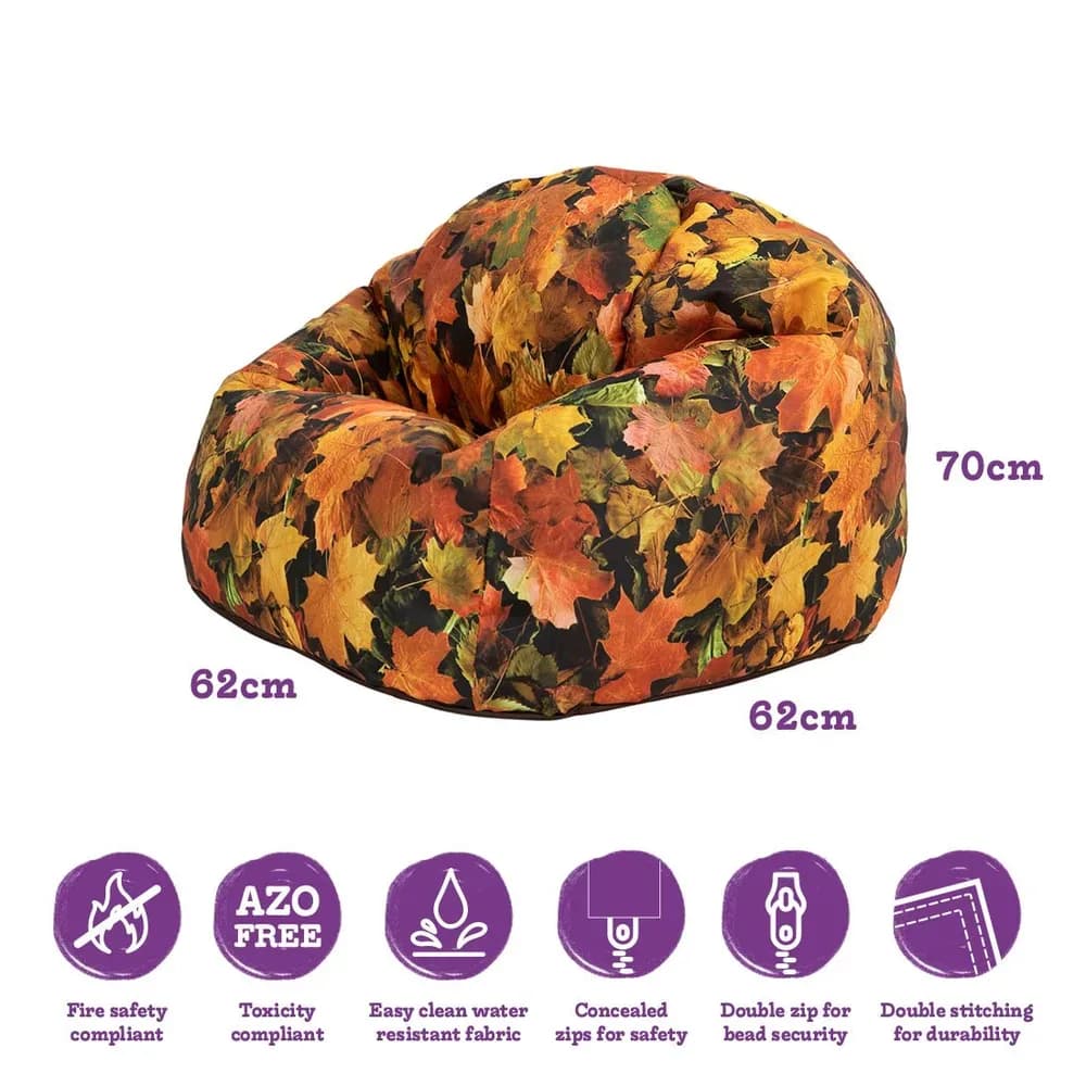 Seninătate sezonieră: Puf cu imprimeu de natură – 62cm x 62cm x 70cm — miniatură