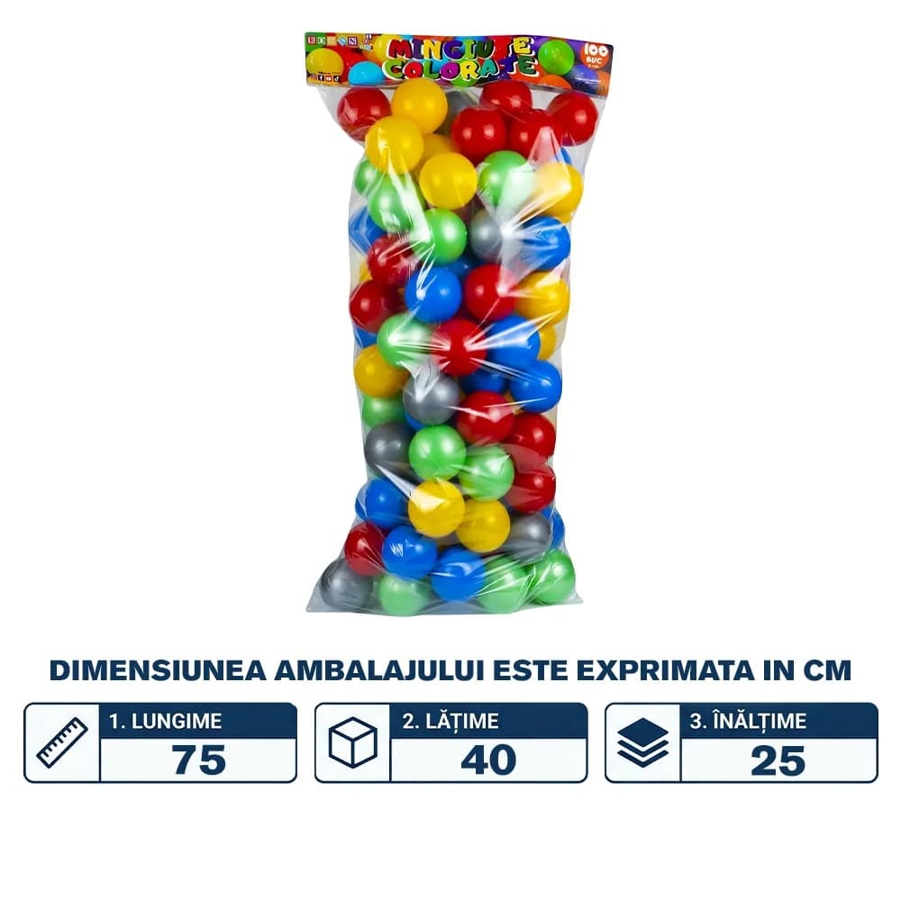 Mingiute plastic, 7 cm, 100 buc/punga - ROBENTOYS — miniatură