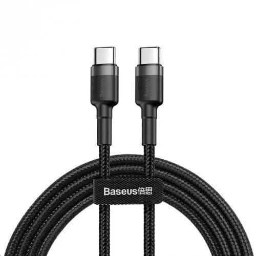 CABLU alimentare si date Baseus Cafule, Fast Charging Data Cable pt. smartphone, USB Type-C la USB Type-C 3A / 60W, 2m, gri + negru "CATKLF-HG1" - 6953156285231