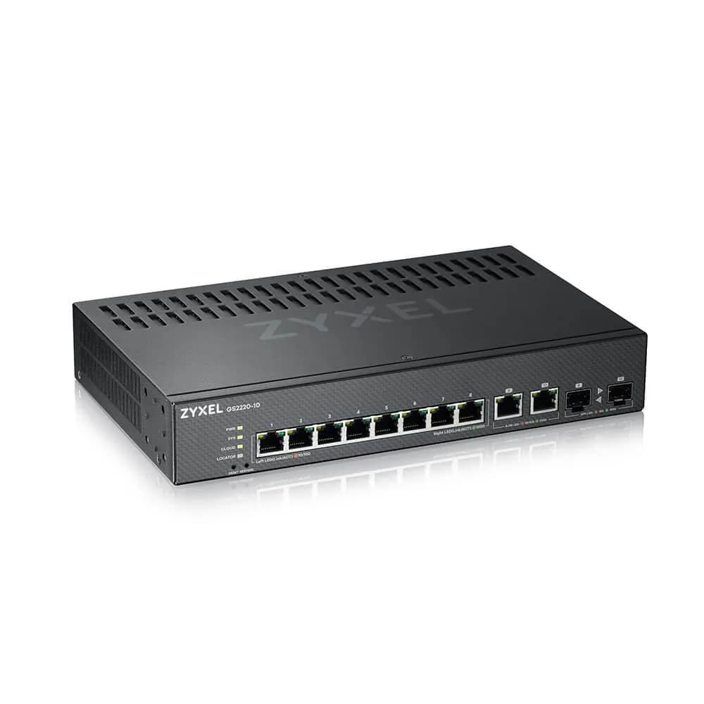 SWITCH ZYXEL, porturi Gigabit x 8, SFP x 2, managed, rackabil, "GS2220-10-EU0101F"