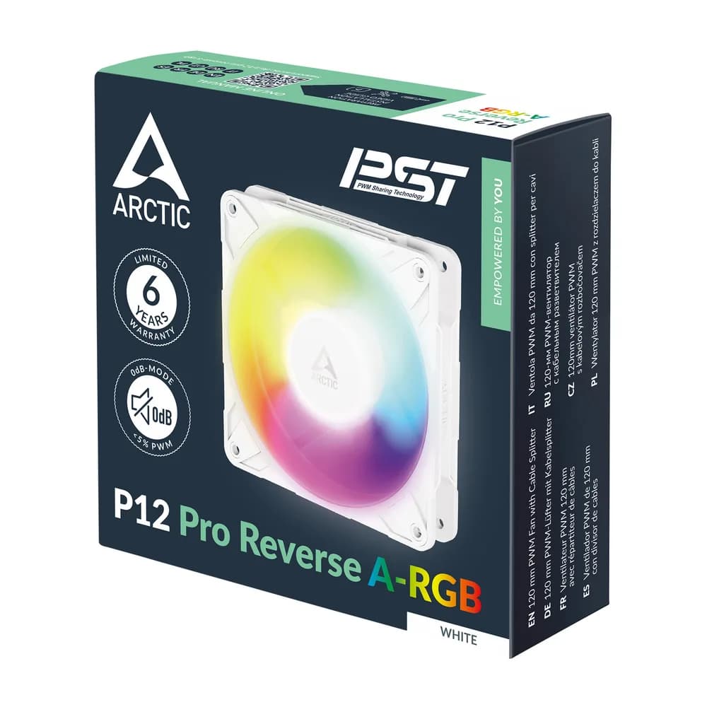 Ventilator Arctic "P14 Pro Reverse A-RGB", 140mm, 400 - 2500 rpm, FDB, alb, "ACFAN00324A" — miniatură