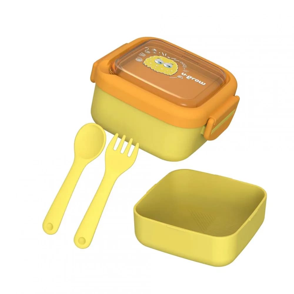 Caserola 2in 1 cu lingurita si furculita, galbena,U-Grow — miniatură