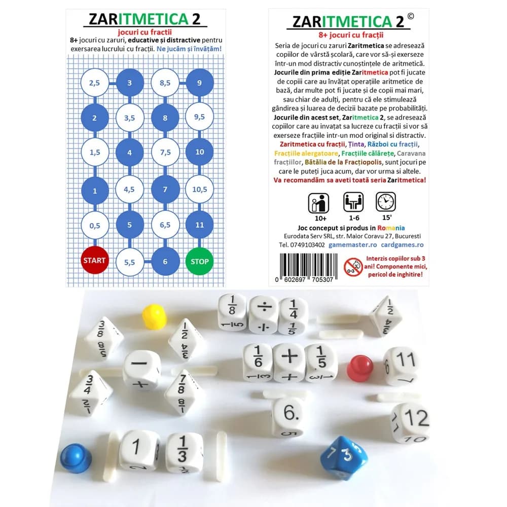 Joc educativ cu zaruri, Zaritmetica 2, fractii — miniatură