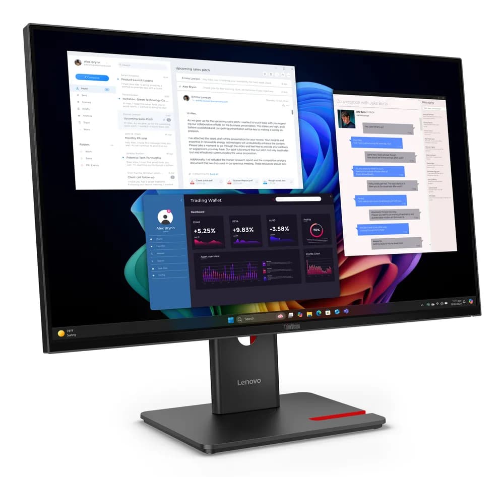 Lenovo Monitor ThinkVision T27UD-40 27" IPS UHD 4ms 350cd 1500:1 60Hz Dock HUB Tilt Swivel Lift Pivot "64AFGAT2EU" — miniatură