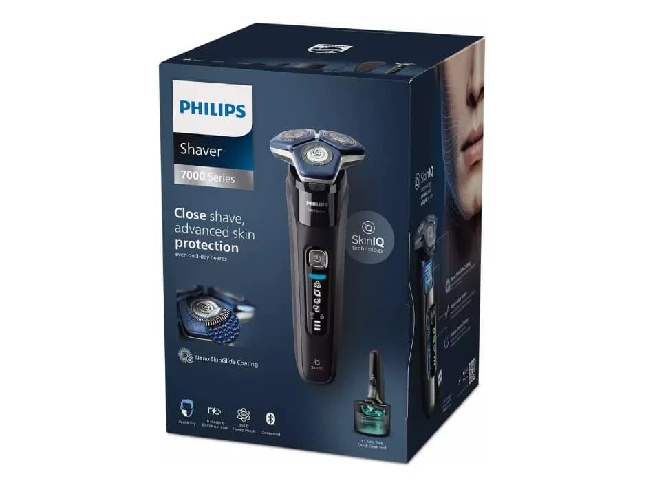 Aparat de ras electric Philips Seria 7000 S7886/58, 5 W, Autonomie 60 minute, Umed si uscat, Lame SteelPrecision SkinIQ Negru — miniatură