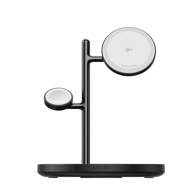 Stand incarcare wireless Anker, MagGo 3-in-1, 15W, fast charge, compatibl Apple, 1 x USB-C incarcare, negru, "B25M3312" - 0194644077273