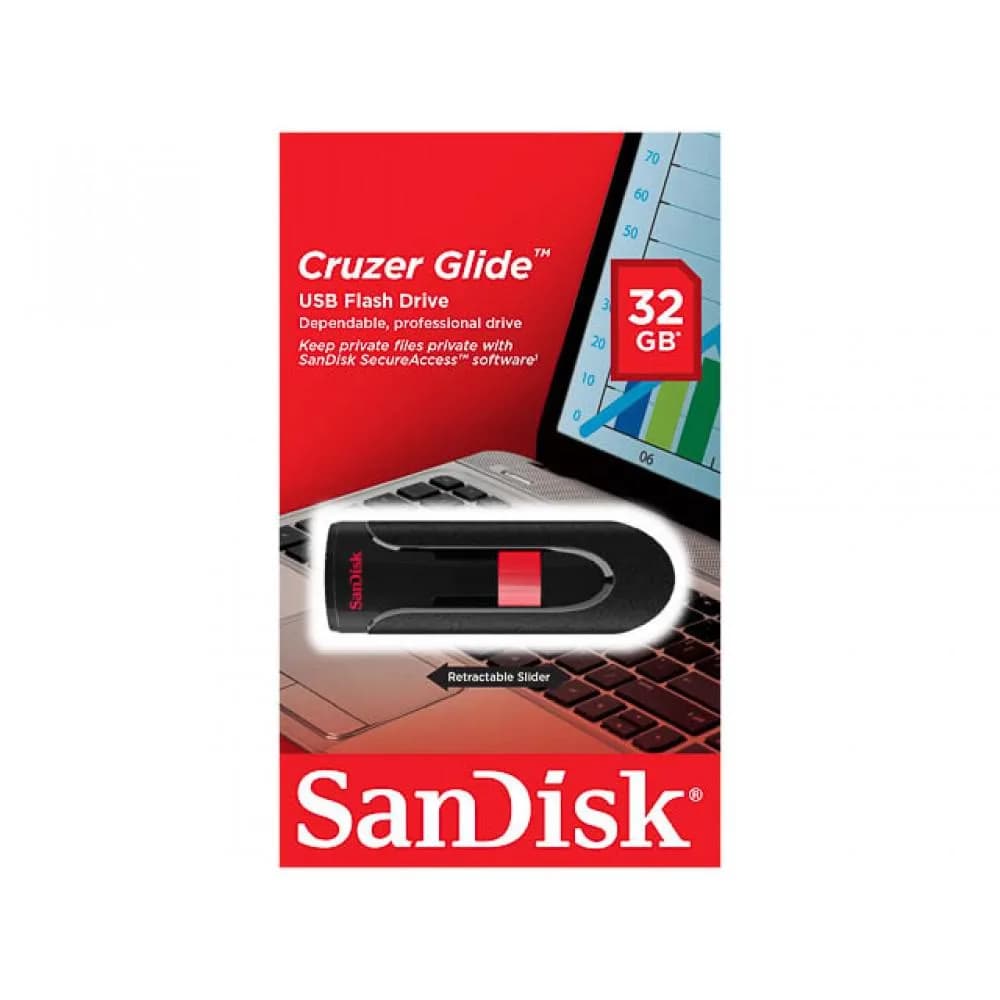 Memorie USB SANDISK Cruzer Glide 32 GB, USB 2.0, Negru — miniatură