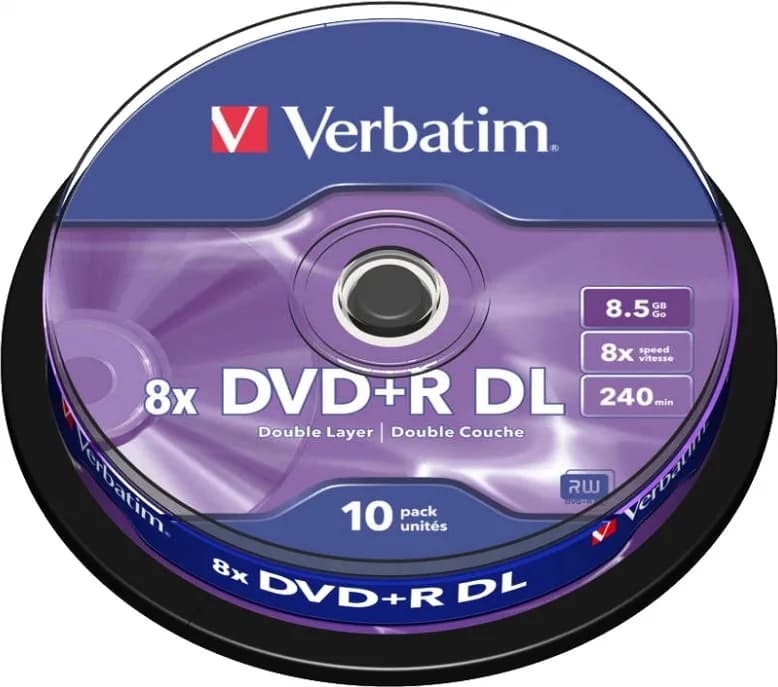 DVD+R VERBATIM 8.5GB, 240min, viteza 8x, 10 buc, Double Layer, spindle, "Matt Silver" "43666"