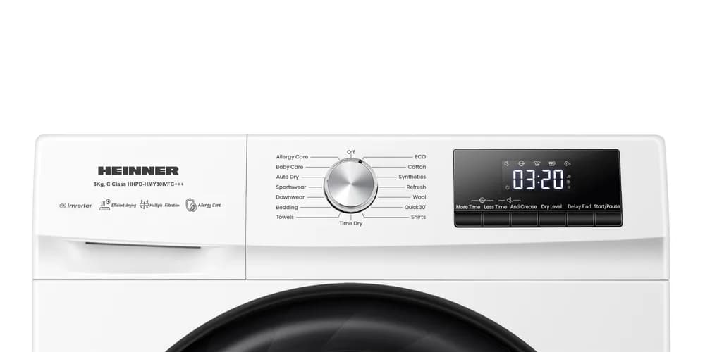 Uscator de rufe HEINNER HHPD-HMY80IVFC+++, 8 kg, Inverter, Clasa: C, Alb — miniatură