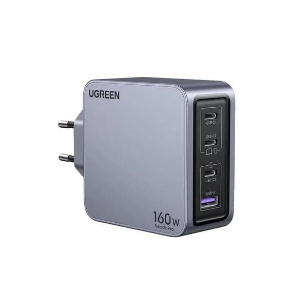 INCARCATOR retea Ugreen, Nexode "X763" Quick Charge 160W GaN, 1 x USB, 3 x USB Tpe-C, include cablu USB Type-C la USB Type-C 240W 1.5 m, gri "25877" - 6941876228775