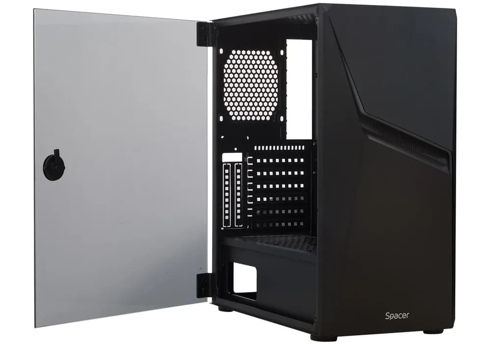 Carcasa SPACER SPGC-THUNDER, RGB, Mid Tower, Black — miniatură
