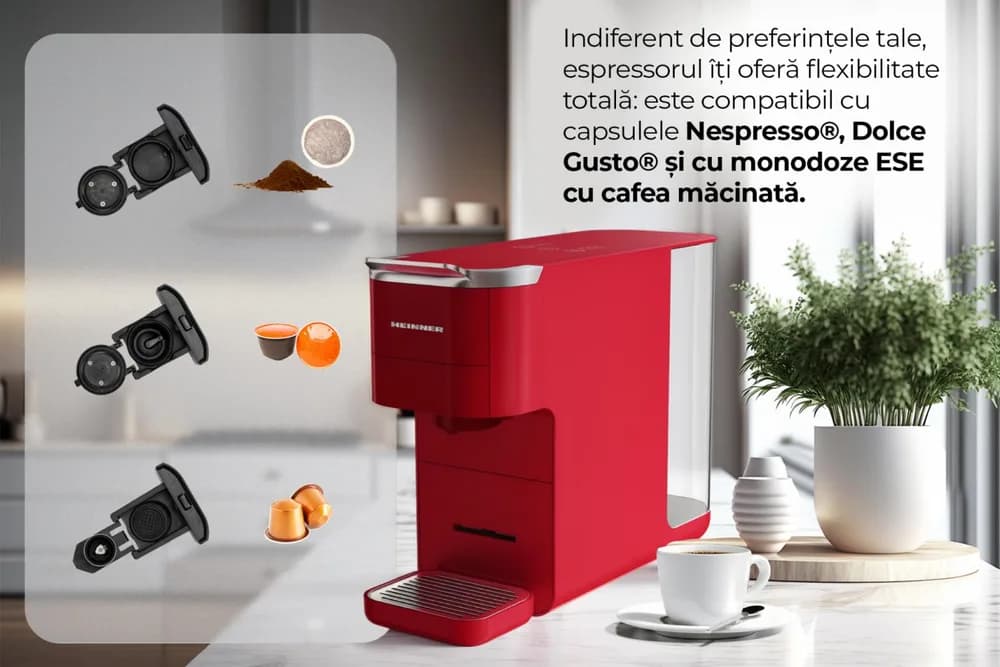 ESPRESSOR CU CAPSULE HEINNER CAFE SUPREME HEMC-DD15RED — miniatură