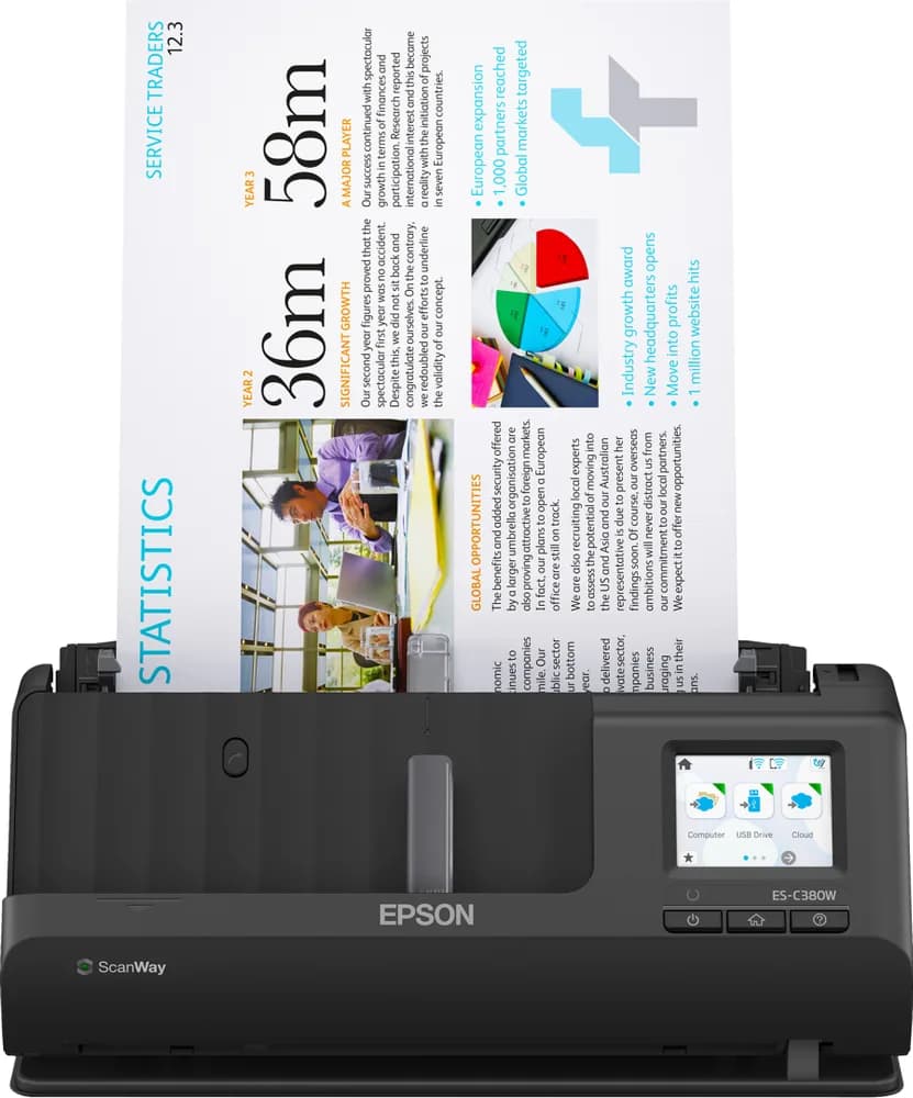 Scanner EPSON ES-C380W, A4, Automat, Sheetfed, USB + WLAN