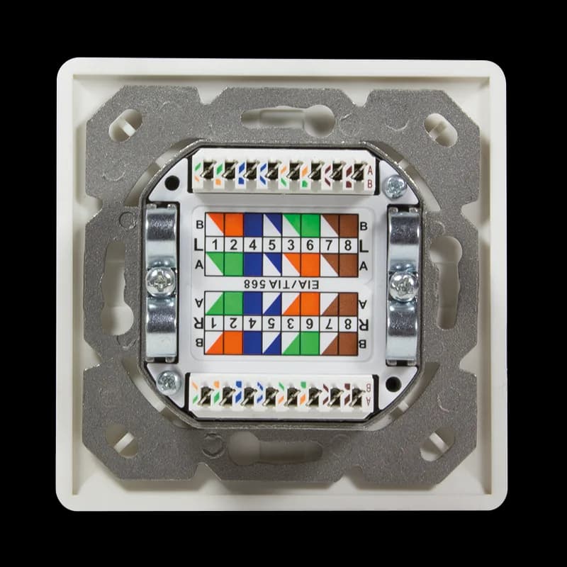 PRIZA RJ-45 aplicabila cu 2 iesiri LOGILINK pt. cablu FTP, Cat6A, RJ-45 (M) x 2, ecranat, plastic cu metal, signal white, 1 buc, "NP0123" — miniatură