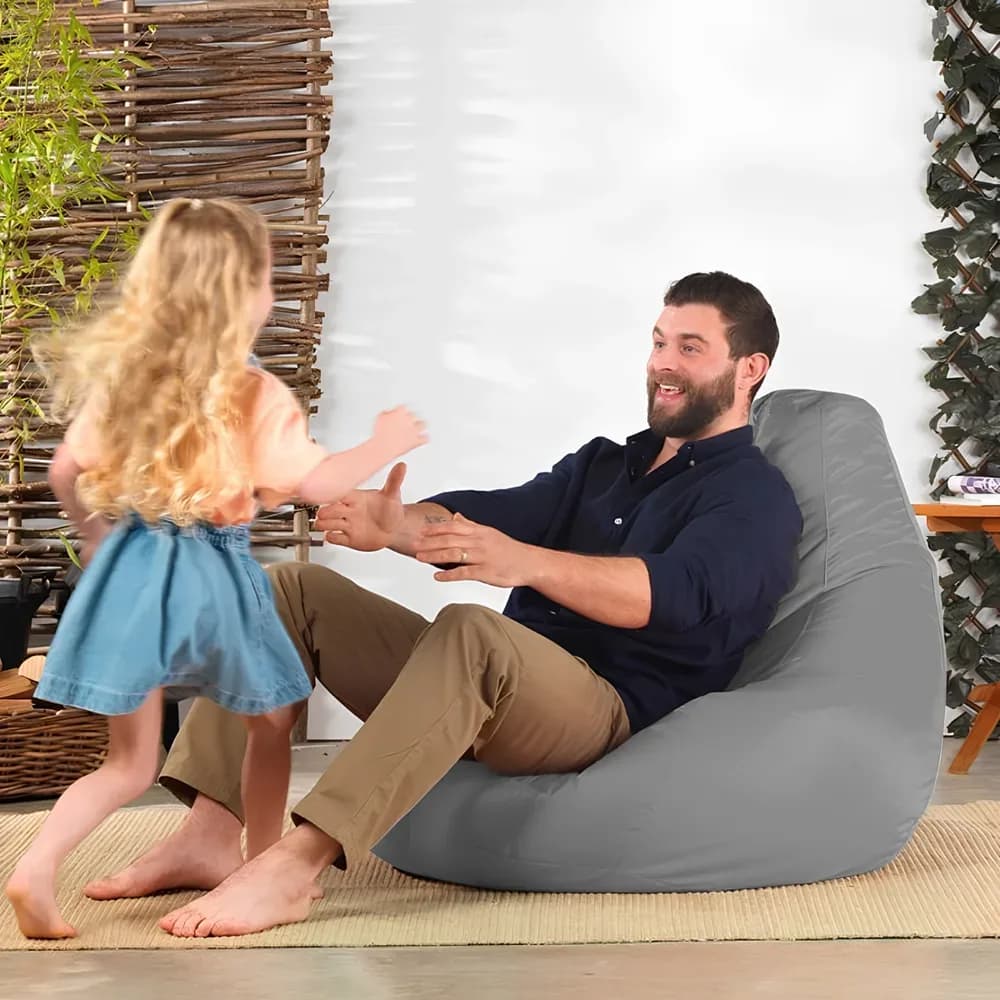 Fotoliu Puf Mare Rabatabil în Formă de Pară pentru Adulți și Copii – Gri/73cm — miniatură