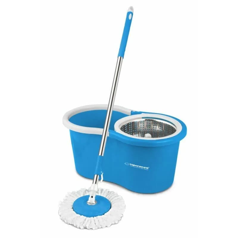 Set mop rotativ Esperanza Spin Mop EHS006 cu galeata si storcator rotire 360 grade Alb/Albastru "EHS006"