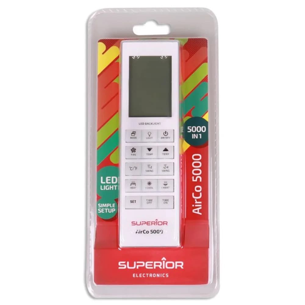 TELECOMANDA UNIVERSALA Superior, compatibila cu majoritatea modelelor de aer conditionat aflate pe piata, display luminat, bateriile (2 x AAA) nu sunt incluse, alb "SUPCU005"