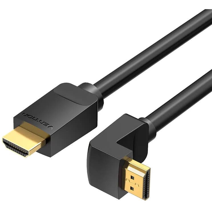 Cablu video Vention, HDMI(T) la HDMI(T), 1.5m, rezolutie maxima 4K la 60Hz, conectori auriti, cupru, unghi 270 grade, negru, "AAQBG" - 6922794745353 — miniatură