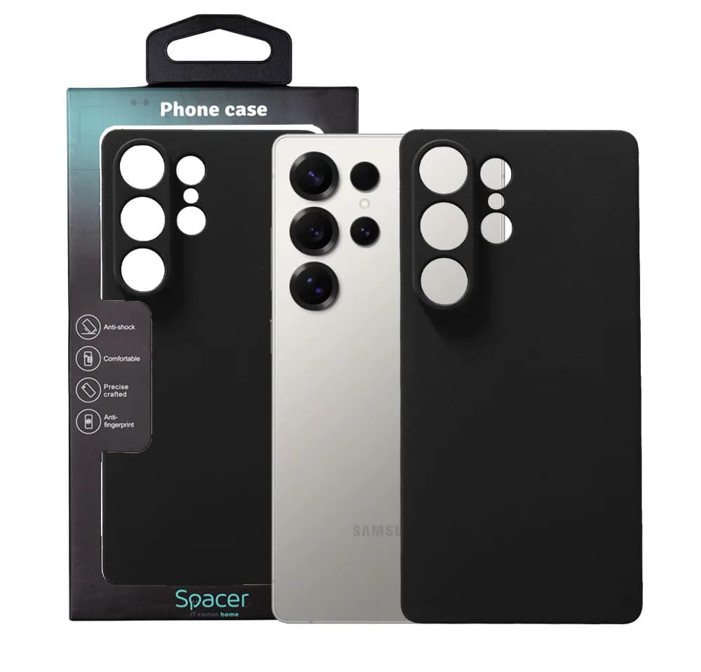 Husa Samsung Galaxy S25 Spacer, negru, grosime 1.5mm, material flexibil TPU "SPPC-SM-GX-S25-TPU"