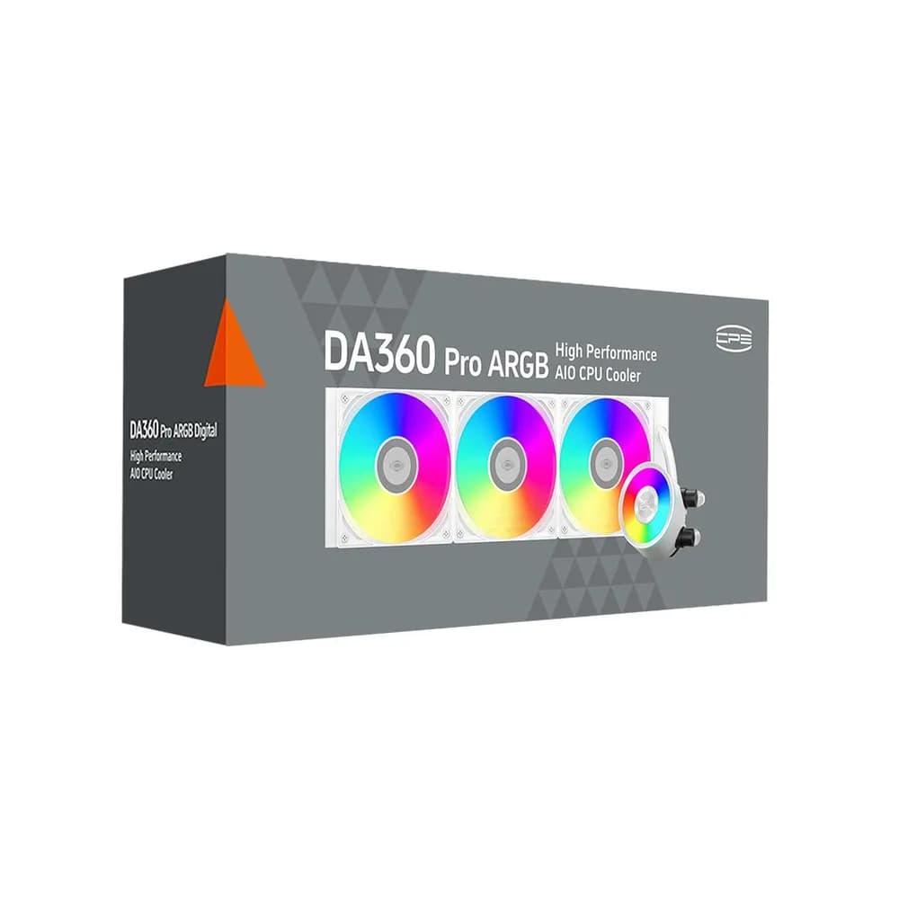 COOLER PCCooler "DA360 Pro ARGB", skt. Intel si AMD, racire cu lichid, 3 x 120mm, 500 - 2200 RPM, iluminare RGB adresabil, afisaj digital, alb "DA360 Pro ARGB WH" — miniatură