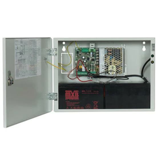 Sursa de alimentare pentru sisteme de detectie incendiu 24V/2.5A in cutie metalica Merawex ZSP100-2.5A-07, loc pentru 2 acumulatori 12V/9Ah, Tensiune de intrare: 100/230VAC, eficienta ridicata sub sarcina si consum redus, comunicare RS-232 / RS-485, rata scazuta de esec (0,5% in trei ani), iesiri