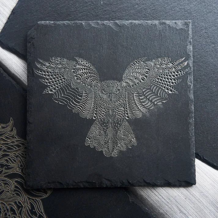 Material pentru gravare laser LaserPecker Stone Slate Coasters Square Black(6 buc) — miniatură