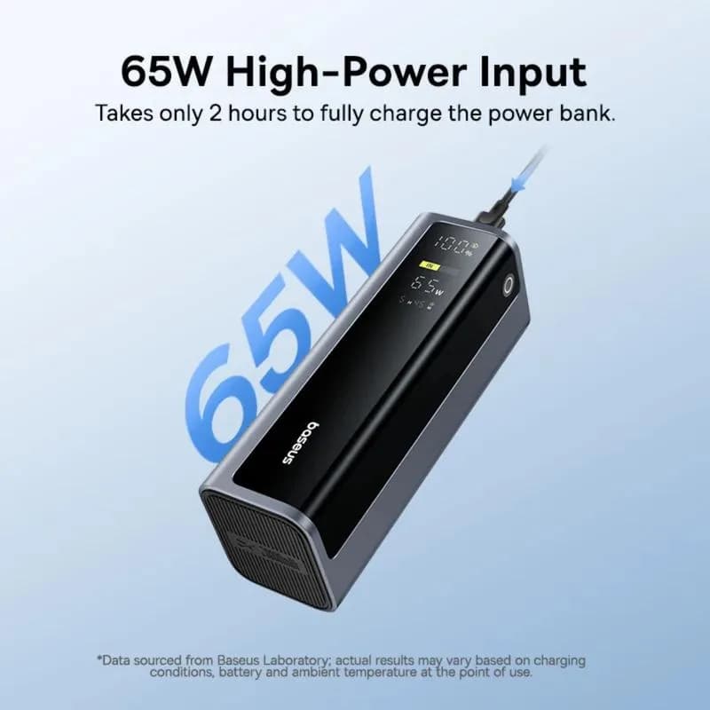 POWER BANK Baseus EnerGeek GP12, 20800mAh, 2 x USB Type-C, 2 x USB, 145W, display, include cablu USB Type-C la USB Type-C 1m, negru, "P10082109813-00" - 6932172687571 — miniatură