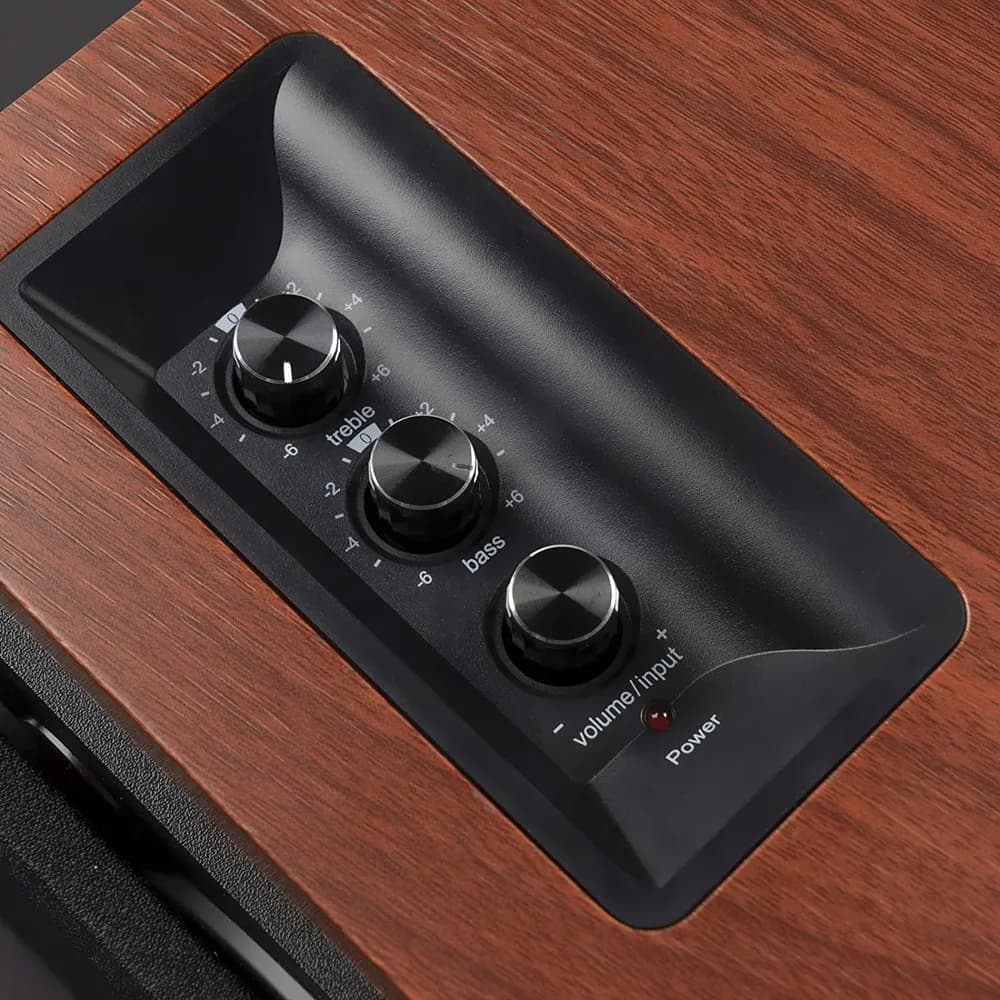 BOXE EDIFIER 2.0, RMS: 66W (2 x 15W, 2 x 18W), bluetooth, telecomanda wireless, volum, bass, treble, dual RCA, sub-out, brown, "R1700BTS-BR" — miniatură