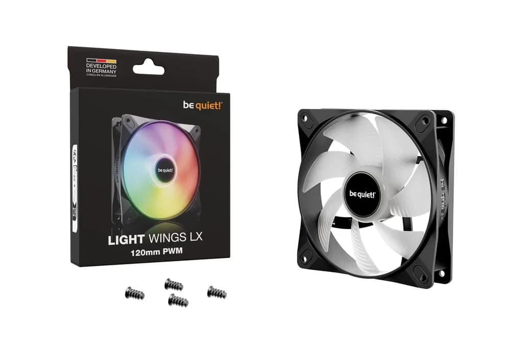 Ventilator be quiet "LIGHT WINGS LX", 120mm, max. 1600 RPM, Rifle Bearing, 4pin PWM, negru, "BL120" — miniatură