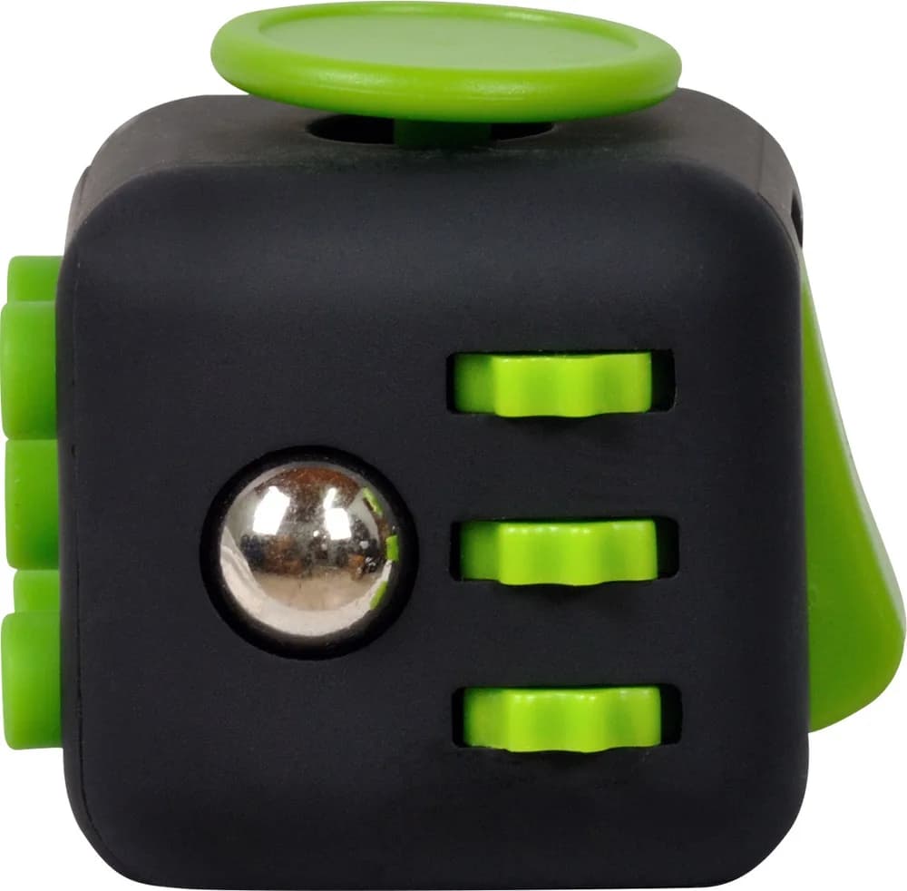CUB ANTISTRES SPACER, FIDGET, black cu butoane green, "SP-CUBE-FGET" — miniatură