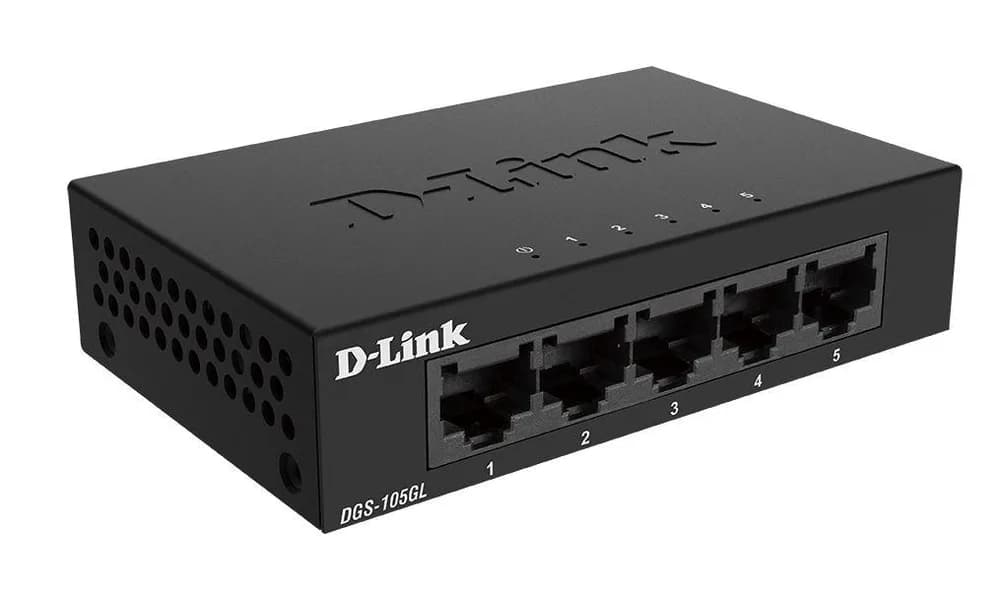 D-Link Switch DGS-105GL, 5 porturi Gigabit, Capacity 10Gbps, desktop, faramanagement, metal, negru, fara ventilator, D-Link Green. — miniatură