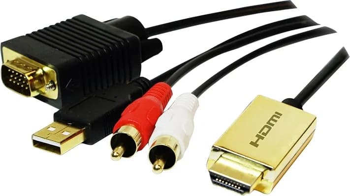 CABLU video LOGILINK, splitter HDMI (T) la VGA (T) + 2 x RCA (T) + USB 2.0, 2m, rezolutie maxima 720p, negru, "CV0052A"