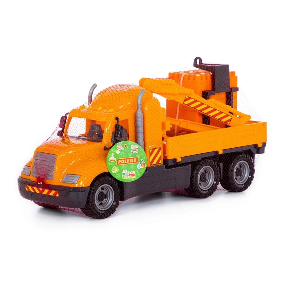 Camion-macara + palet cuburi - Mike, 53x19x26 cm, Wader — miniatură