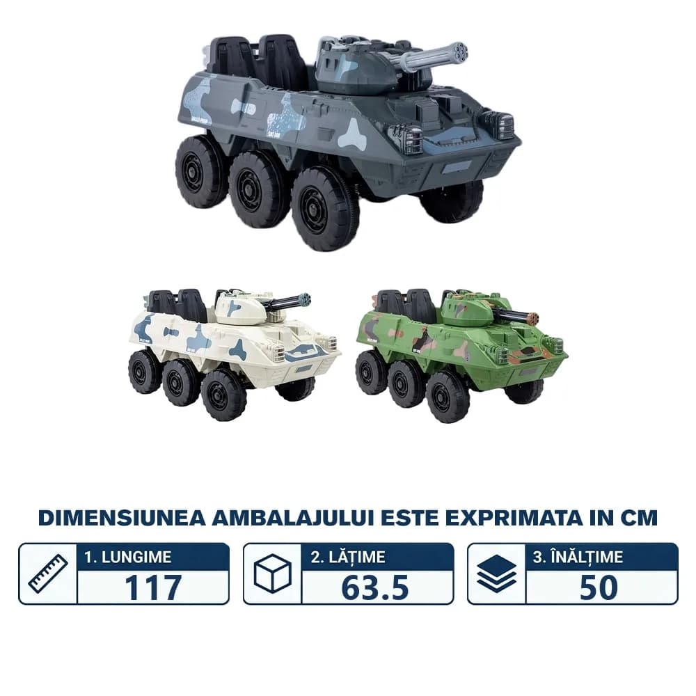 Tanc cu acumulator, 4 motoare, 12V, 7A — miniatură
