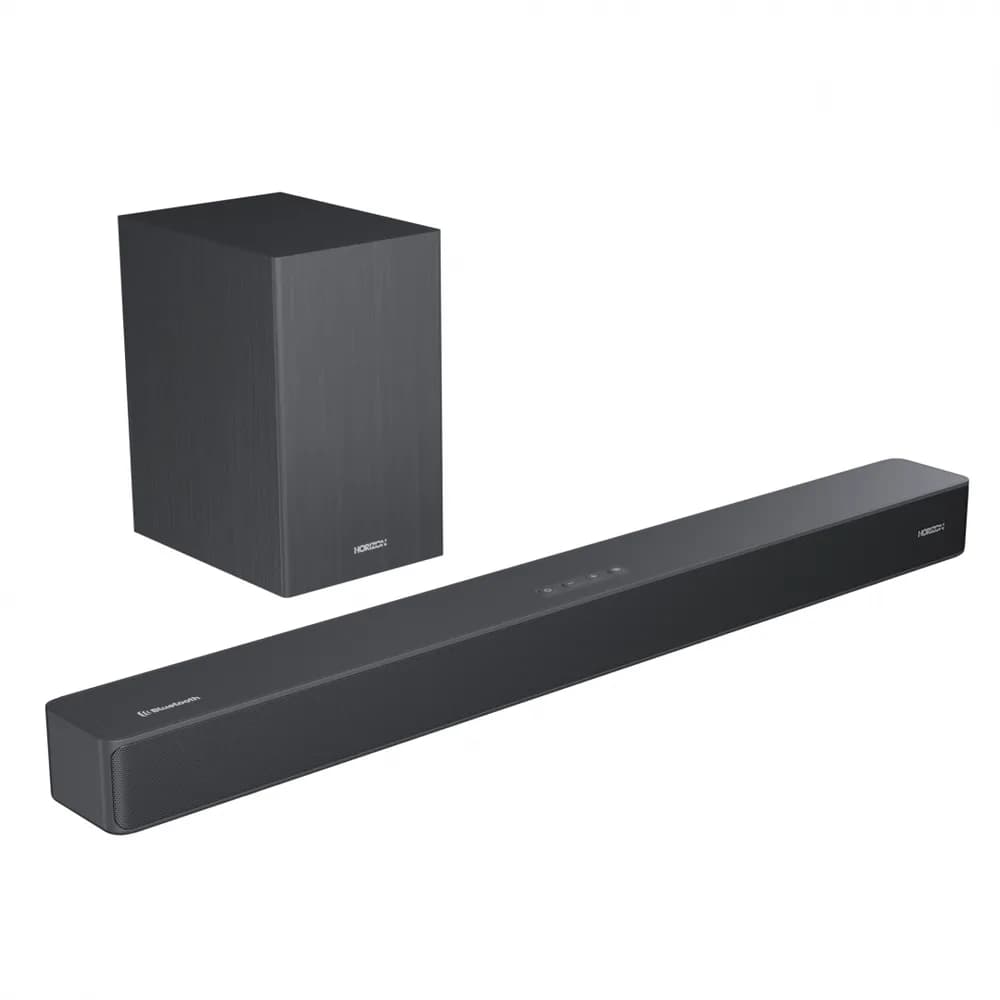 SOUNDBAR HORIZON HAV-S2630W / System 2.1 / Max Audio Power 110W (30W x2 + 50W) / Wireless Subwoofer / Digital Optical / AUX (3.5mm) / HDMI-ARC (CEC) / BT 5.4 / USB Playback / DOT-Matrix Display / Remote + Button Keys / Impedance: 4Ω x2 + 4Ω / Signal to Noise Ratio (SNR): 73dB / Wall- Mount Ready / — miniatură