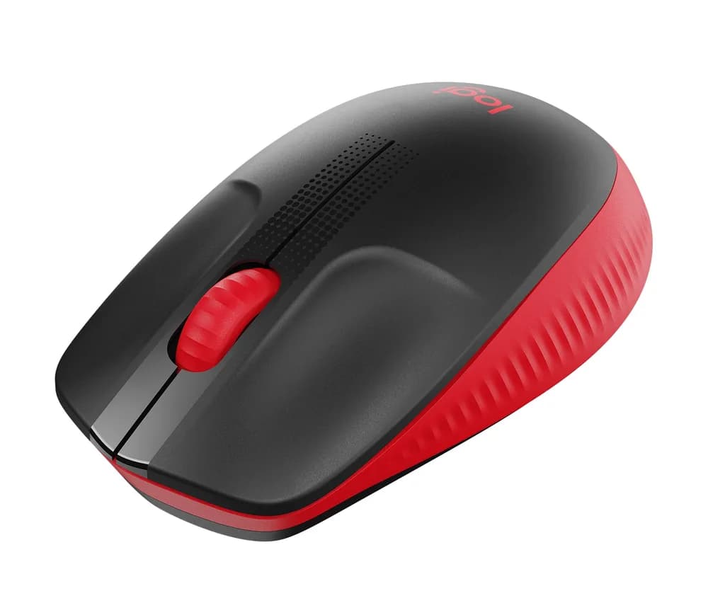 MOUSE LOGITECH, "M190", PC sau NB, wireless, 2.4GHz, optic, 1000 dpi, butoane/scroll 3/1, negru / rosu, 45507061 "910-005908" — miniatură