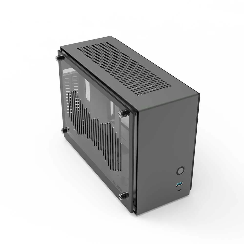 CARCASA Zalman "M2 mini", mini tower, gaming, compatibil sursa SFX, SFX-L, suporta 2xfan, 1xfan inclus, USB Type-C x 1, USBx1, 2 sloturi expansiune, gri, "M2 mini (Gray)" — miniatură