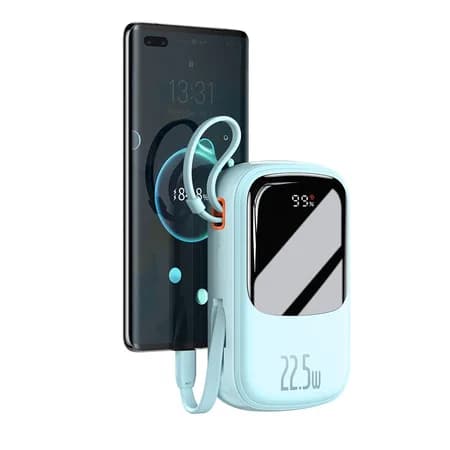 POWER BANK Baseus Qpow2 Digital Display, 20000mAh, 22.5W, 2 x USB Type-C output/input, 1 x Lightning, 1 x USB, include cablu USB la USB Type-C 30cm, albastru "PPQD030103" - 6932172618179 — miniatură