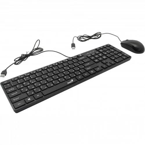 Kit Wired tastatura si mouse Genius SlimStar C126, taste numerice, negru