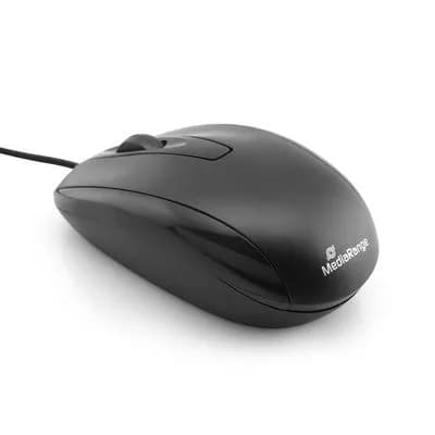 MediaRange Corded 3-button optical mouse, black "MROS211" — miniatură