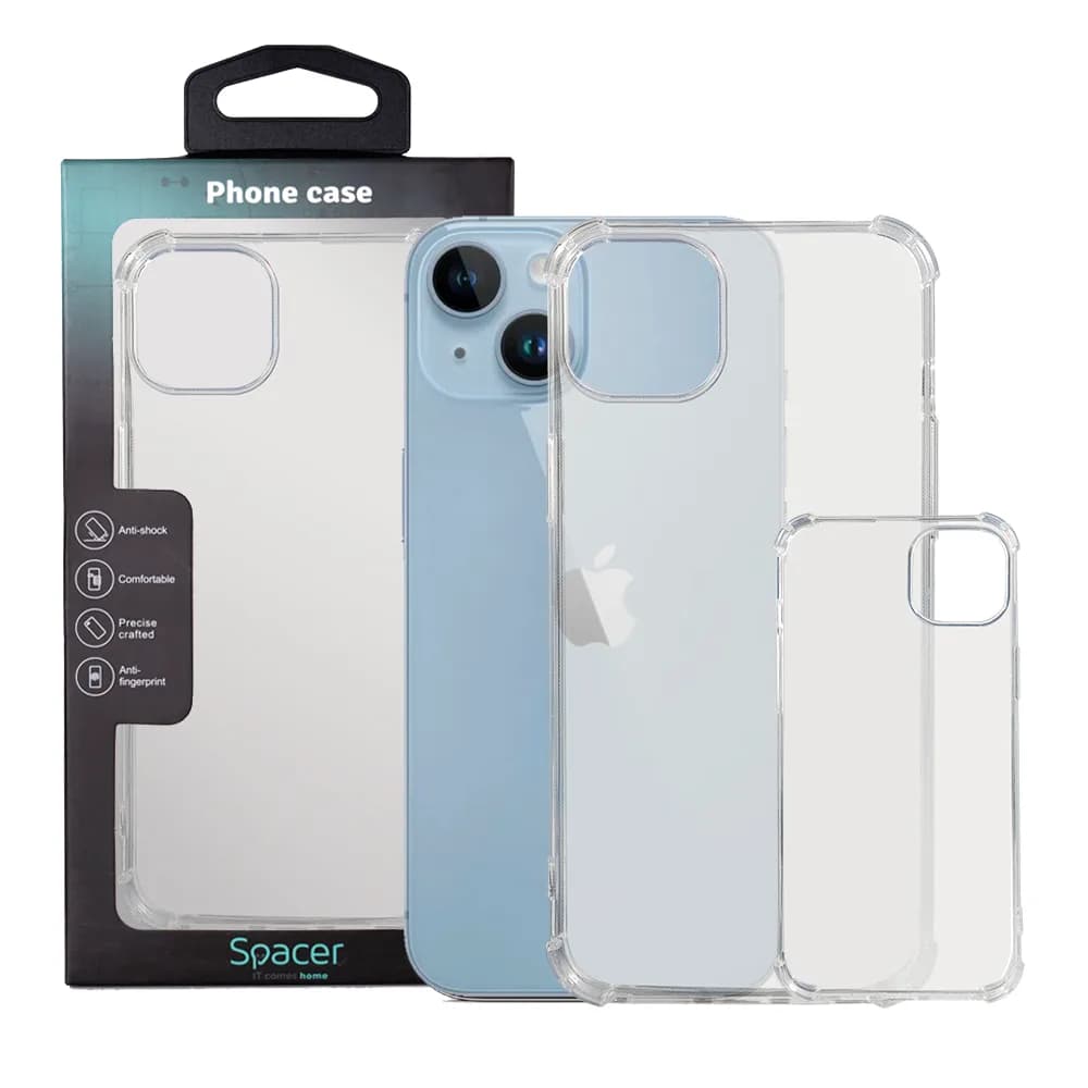 Husa Iphone 14 Plus Spacer, grosime 1.5mm, protectie suplimentara antisoc la colturi, material flexibil TPU, transparenta "SPPC-AP-IP14PL-CLR"