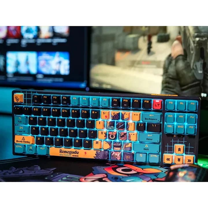 Tastatura A4Tech Bloody "AT87" Alpha Optical Switch Performance Keyboard USB Renegade, US Layout "AT87 Renegad" 4711421 000734 — miniatură