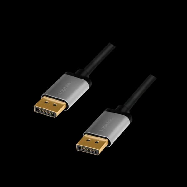 CABLU video LOGILINK, DisplayPort (T) la DisplayPort (T) 1.2, 3m, conectori auriti, rezolutie maxima 4K (3840 x 2160) la 60 Hz, aluminiu, triplu ecranaj, negru-gri, "CDA0102" — miniatură