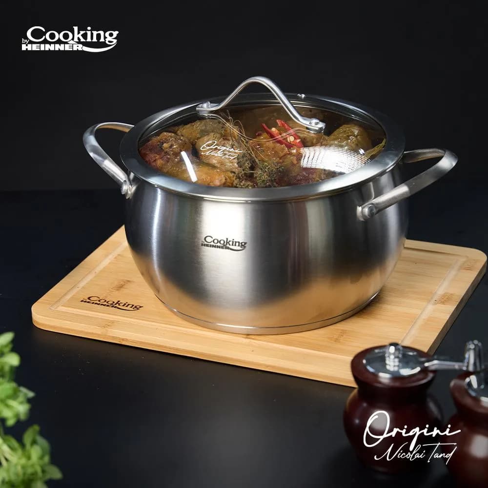 SEMIOALA INOX+CAPAC 22x11.5L, 4.3L, NICOLAI TAND, ORIGINI, COOKING BY HEINNER — miniatură