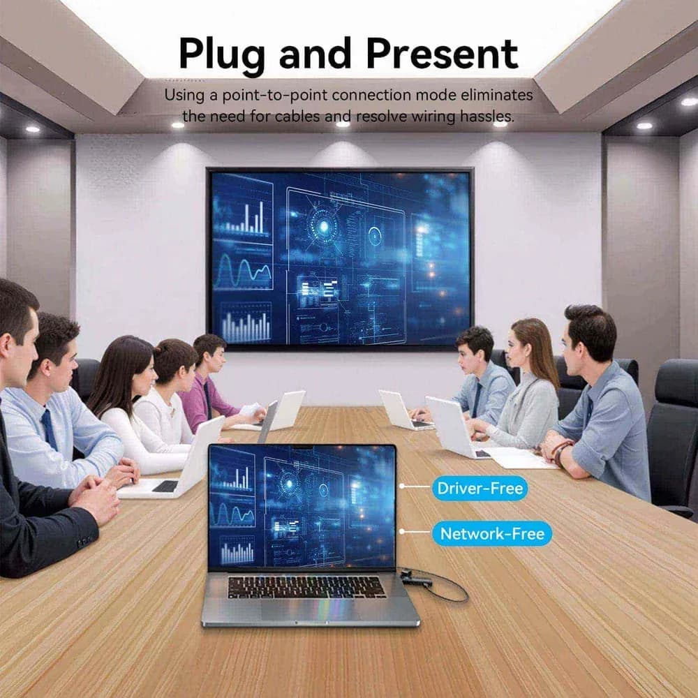 Transmitator video Vention, HDMI(T) USB-C(T), transmite semnal video la max 50m, rezolutie 1080p la 60Hz, 5GHz, negru, "ADKB0" - 6922794738539 — miniatură